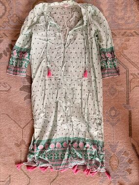 Jcrew Midi Swim Cover-up with Pink Tassel Trim